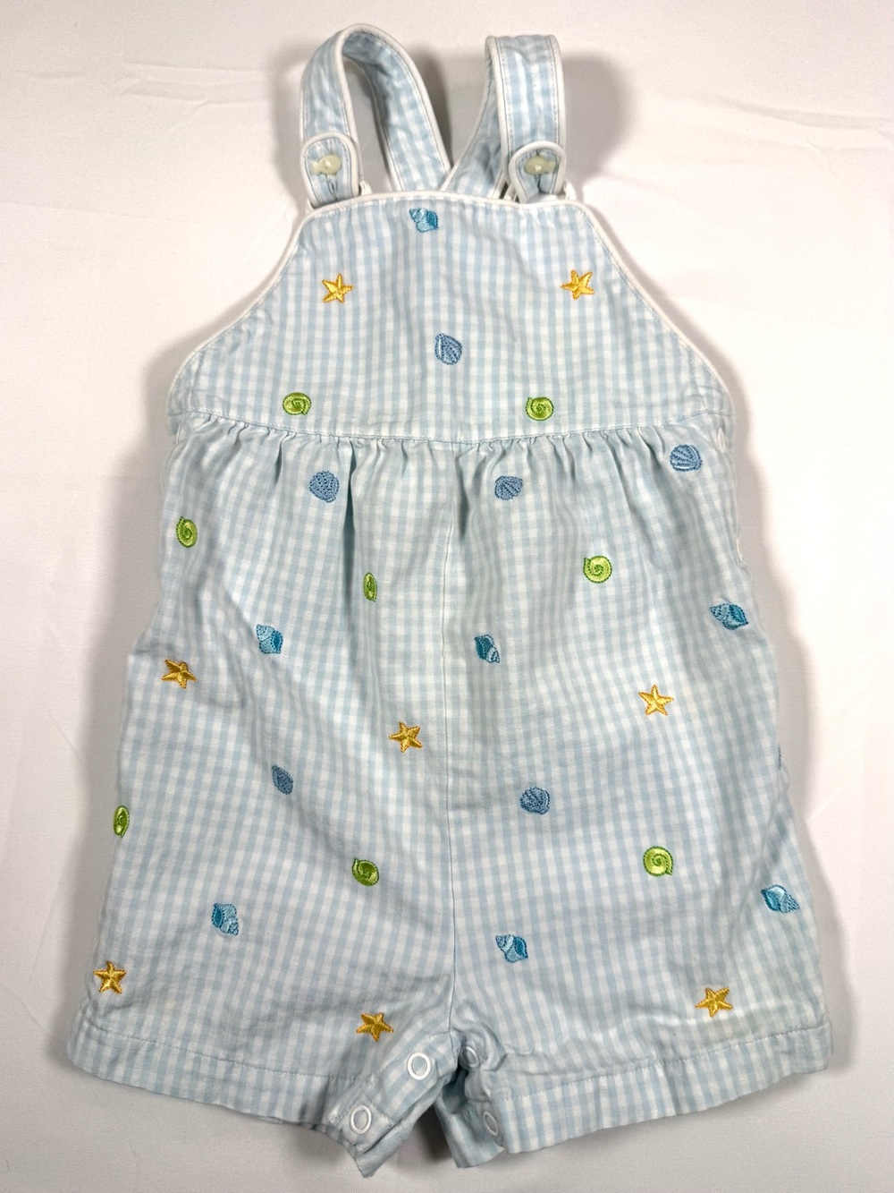 VINTAGE 2003 GYMBOREE Baby Vacation Time Embroidered Seersucker 18-24m Romper